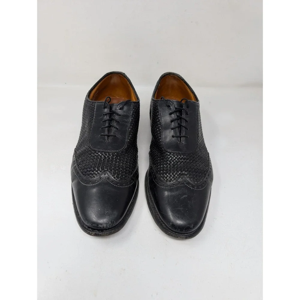 Allen Edmonds Hampstead Mens‎ Woven Wingtip Oxford Dress Shoes Mens 8.5 D Black